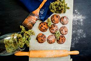 cookie edibles being made on cutting board