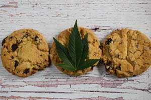 3 chocolate chip cannabis cookies with high effects of cannabis edibles