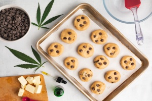 Cannabis Edibles being baked on a cookie sheet