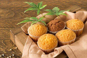 Marijuanan Cupcakes With Cannabis Leaves