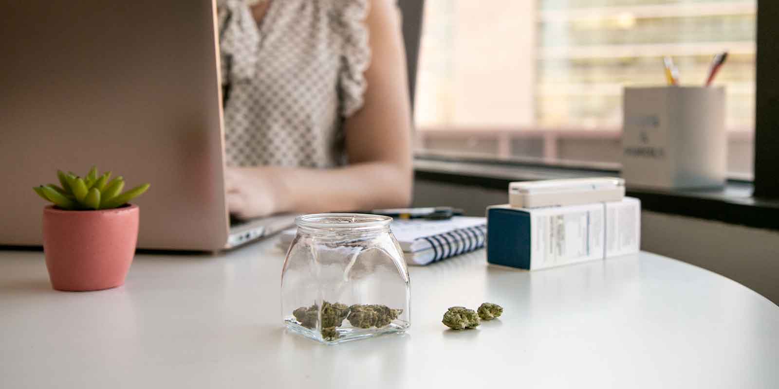 women in meeting about cannabis while at home