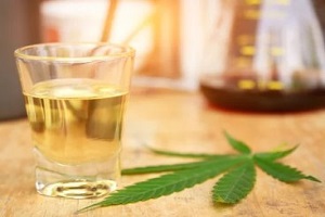 alcohol with cannabis leaf