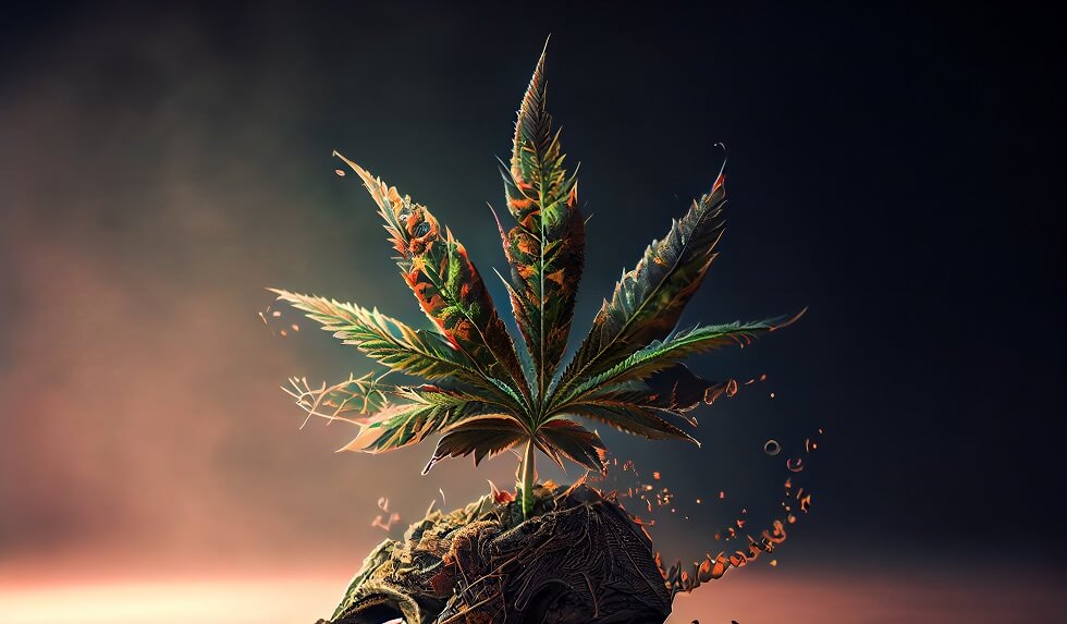 cannabis plant in 3d graphics