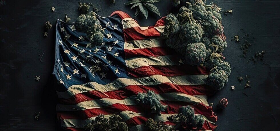 American Flag with Marijuana 4th of July
