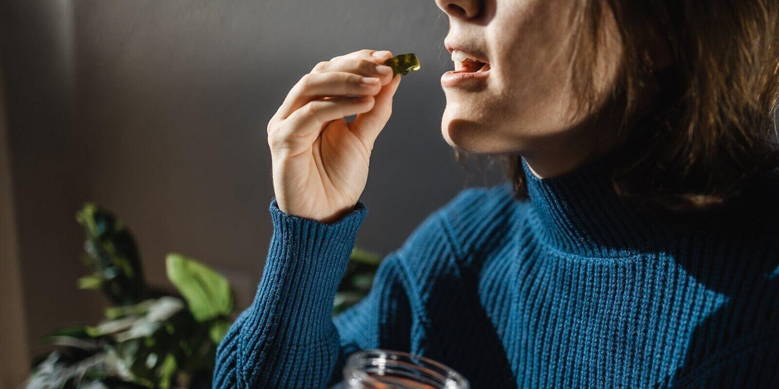 woman eating weed edible