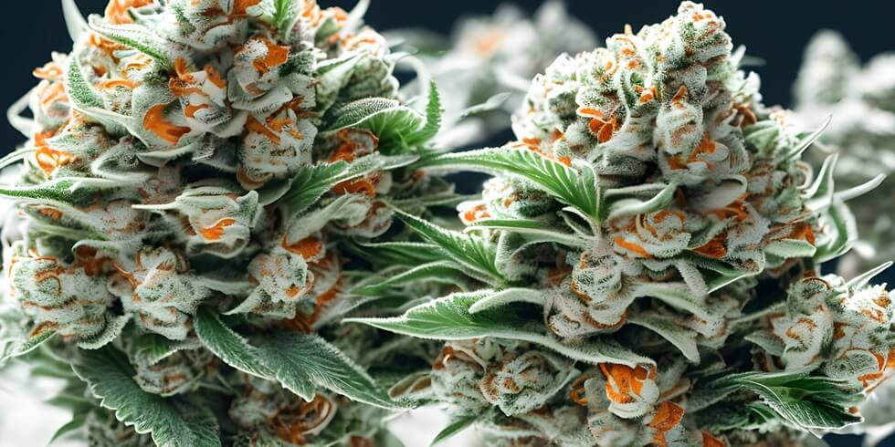 closeup shot of cannabis macro wedding cake strain