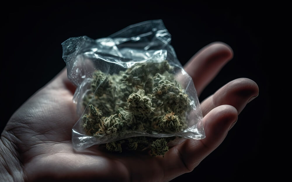 some marijuana buds in a plastic bag