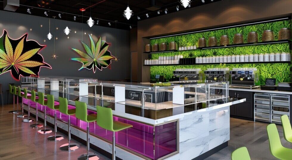 coffee shop and cannabis dispensary interior