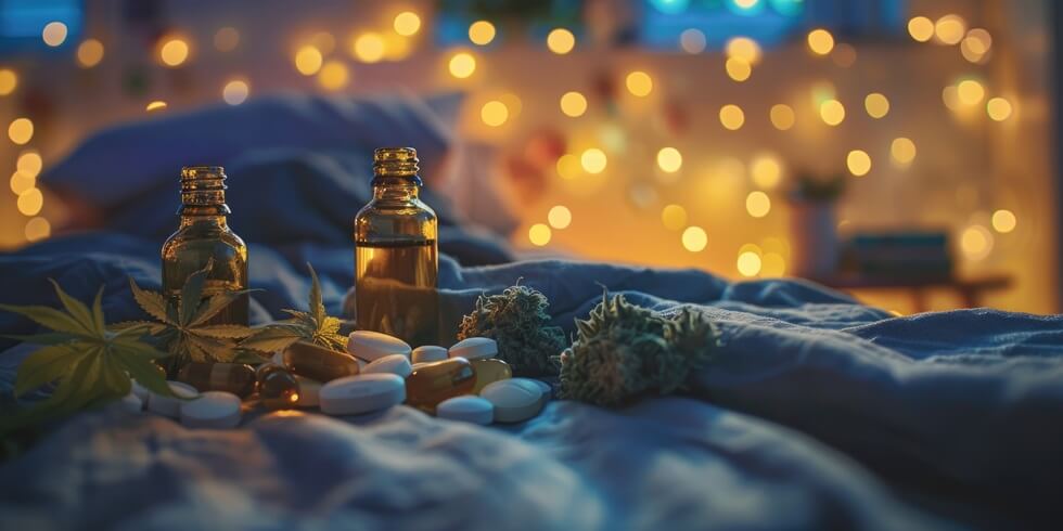 collection of CBD oils and hemp oil for health and relaxation purposes