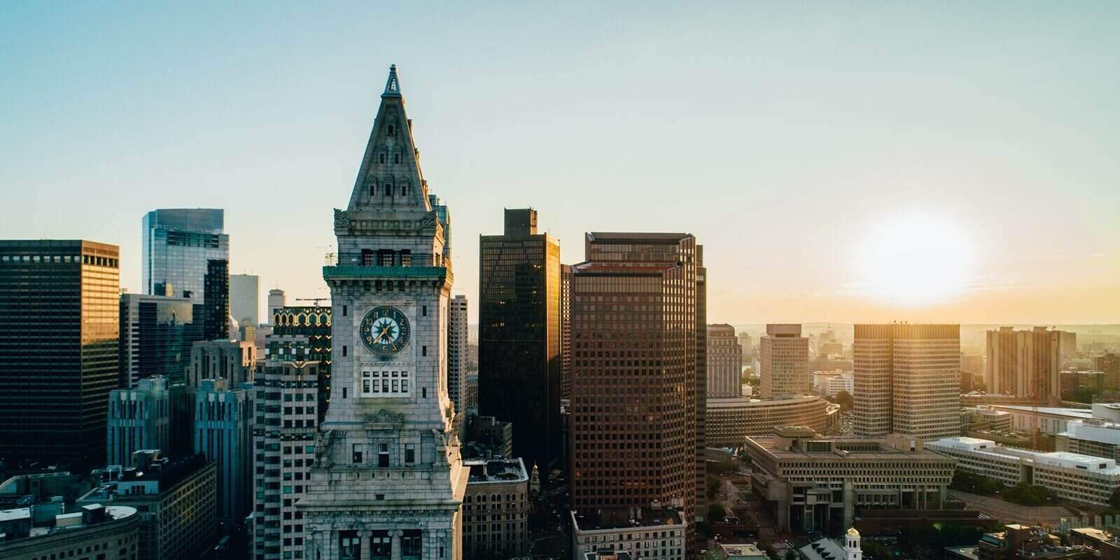 downtown boston sunset