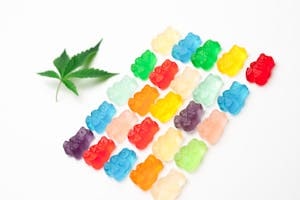 colorful gummy bear weed edibles with marijuana leaf from downtown boston dispensary
