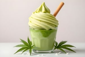 A Glass Cup Filled with Cannabis Ice Cream